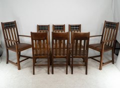 George Montague Ellwood Arts & Crafts Oak Sideboard & 8 Matching Dining Chairs - Thumbnail 18