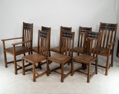 George Montague Ellwood Arts & Crafts Oak Sideboard & 8 Matching Dining Chairs - Thumbnail 19