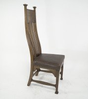 Norman & Stacey ( attributed. ). An Arts & Crafts Oak High Back Chair with Shaped Back - Thumbnail 4