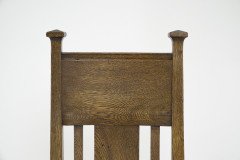Norman & Stacey ( attributed. ). An Arts & Crafts Oak High Back Chair with Shaped Back - Thumbnail 7
