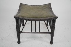 Liberty & Co a Large Size Walnut Thebes Stool with Ring Turned Legs & Stretchers - Thumbnail 3