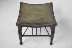 Liberty & Co a Large Size Walnut Thebes Stool with Ring Turned Legs & Stretchers - Thumbnail 4