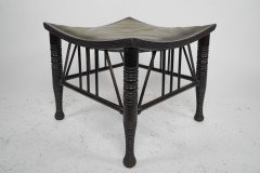 Liberty & Co a Large Size Walnut Thebes Stool with Ring Turned Legs & Stretchers - Thumbnail 5