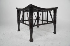 Liberty & Co a Large Size Walnut Thebes Stool with Ring Turned Legs & Stretchers - Thumbnail 6