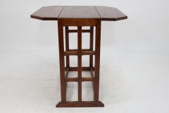 An Arts and Crafts Cotswold School Drop Leaf Dining Table with Lattice Work Ends - Thumbnail 5