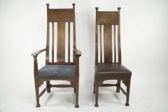 Norman & Stacey ( attributed. ). An Arts & Crafts Oak High Back Chair with Shaped Back - Thumbnail 15