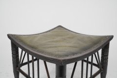 Liberty & Co a Large Size Walnut Thebes Stool with Ring Turned Legs & Stretchers - Thumbnail 12