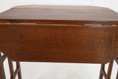 An Arts and Crafts Cotswold School Drop Leaf Dining Table with Lattice Work Ends - Thumbnail 22