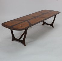 Heals. a Single Mid- Century " Long Tom" Coffee Table with Various Inlaid Woods. - Thumbnail 1