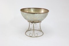 Arts and Crafts Style Silver-Plated Punch Bowl on Scroll Stand with Ladle - Thumbnail 6