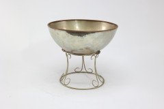 Arts and Crafts Style Silver-Plated Punch Bowl on Scroll Stand with Ladle - Thumbnail 7