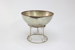 Arts and Crafts Style Silver-Plated Punch Bowl on Scroll Stand with Ladle - Thumbnail 8