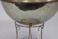 Arts and Crafts Style Silver-Plated Punch Bowl on Scroll Stand with Ladle - Thumbnail 13