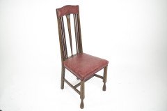 Liberty & Co., attributed. An Arts & Crafts Oak Chair with Shaped Padded Headrest & Pewter Heart Inlay - Thumbnail 2