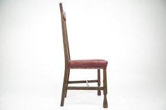 Liberty & Co., attributed. An Arts & Crafts Oak Chair with Shaped Padded Headrest & Pewter Heart Inlay - Thumbnail 4