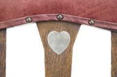 Liberty & Co., attributed. An Arts & Crafts Oak Chair with Shaped Padded Headrest & Pewter Heart Inlay - Thumbnail 7