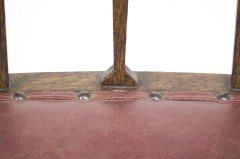 Liberty & Co., attributed. An Arts & Crafts Oak Chair with Shaped Padded Headrest & Pewter Heart Inlay - Thumbnail 9