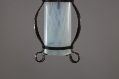 An Arts & Crafts Wrought Iron Lantern with Uranium/Vaseline Slag Glass Shade - Thumbnail 4