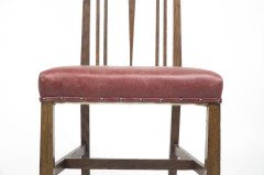 Liberty & Co., attributed. An Arts & Crafts Oak Chair with Shaped Padded Headrest & Pewter Heart Inlay - Thumbnail 12