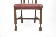 Liberty & Co., attributed. An Arts & Crafts Oak Chair with Shaped Padded Headrest & Pewter Heart Inlay - Thumbnail 14