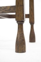 Liberty & Co., attributed. An Arts & Crafts Oak Chair with Shaped Padded Headrest & Pewter Heart Inlay - Thumbnail 16