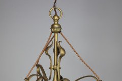 An Arts and Crafts Brass Three Arm Ceiling Light - Thumbnail 2