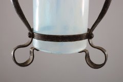 An Arts & Crafts Wrought Iron Lantern with Uranium/Vaseline Slag Glass Shade - Thumbnail 9