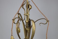 An Arts and Crafts Brass Three Arm Ceiling Light - Thumbnail 3