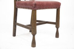 Liberty & Co., attributed. An Arts & Crafts Oak Chair with Shaped Padded Headrest & Pewter Heart Inlay - Thumbnail 19