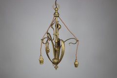 An Arts and Crafts Brass Three Arm Ceiling Light - Thumbnail 5