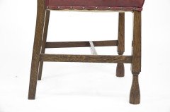 Liberty & Co., attributed. An Arts & Crafts Oak Chair with Shaped Padded Headrest & Pewter Heart Inlay - Thumbnail 23