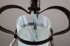 An Arts & Crafts Wrought Iron Lantern with Uranium/Vaseline Slag Glass Shade - Thumbnail 13