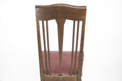 Liberty & Co., attributed. An Arts & Crafts Oak Chair with Shaped Padded Headrest & Pewter Heart Inlay - Thumbnail 26