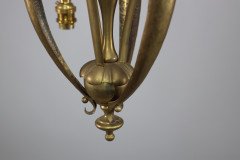 An Arts and Crafts Brass Three Arm Ceiling Light - Thumbnail 9