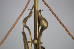 An Arts and Crafts Brass Three Arm Ceiling Light - Thumbnail 11