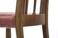 Liberty & Co., attributed. An Arts & Crafts Oak Chair with Shaped Padded Headrest & Pewter Heart Inlay - Thumbnail 29
