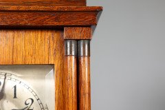 A Continental Arts & Crafts Oak Mantle Clock with Carved Stylised Glasgow Roses - Thumbnail 19