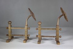 Henry Jeckyll for Robbins and Co. a Pair of Anglo- Japanese Brass Fire Dogs - Thumbnail 5