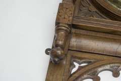 A Large Gothic Revival Carved Oak Barometer with a Rare Snail Tail Thermometer - Thumbnail 3