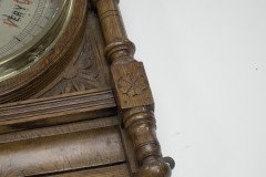 A Large Gothic Revival Carved Oak Barometer with a Rare Snail Tail Thermometer - Thumbnail 5