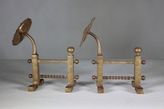 Henry Jeckyll for Robbins and Co. a Pair of Anglo- Japanese Brass Fire Dogs - Thumbnail 9