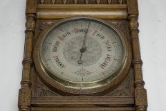 A Large Gothic Revival Carved Oak Barometer with a Rare Snail Tail Thermometer - Thumbnail 7