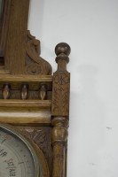 A Large Gothic Revival Carved Oak Barometer with a Rare Snail Tail Thermometer - Thumbnail 9