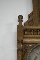 A Large Gothic Revival Carved Oak Barometer with a Rare Snail Tail Thermometer - Thumbnail 10