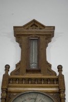 A Large Gothic Revival Carved Oak Barometer with a Rare Snail Tail Thermometer - Thumbnail 11