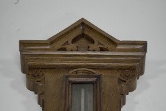 A Large Gothic Revival Carved Oak Barometer with a Rare Snail Tail Thermometer - Thumbnail 12