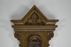 A Large Gothic Revival Carved Oak Barometer with a Rare Snail Tail Thermometer - Thumbnail 18