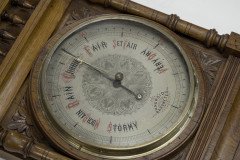 A Large Gothic Revival Carved Oak Barometer with a Rare Snail Tail Thermometer - Thumbnail 20