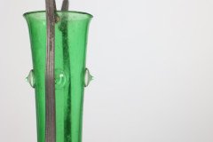 Osiris Pewter. A Pair of Art Nouveau Pewter and Green Glass Twin-Handled Vases - Thumbnail 9