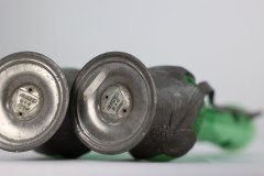 Osiris Pewter. A Pair of Art Nouveau Pewter and Green Glass Twin-Handled Vases - Thumbnail 14